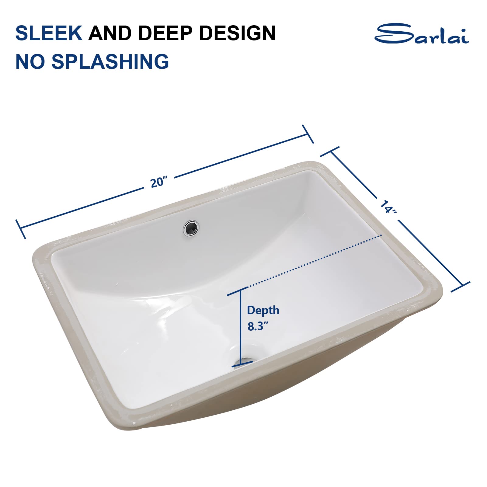 Sarlai 21'' x 14'' White Ceramic Undermount Rectangular Bathroom Sink