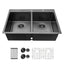 Sarlai 33in Double Bowl 50/50 Black Drop-in Stainless Steel Kitchen Sink