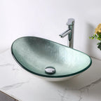 Sarlai Modern Artistic Tempered Glass Bathroom Vessel Sink, Countertop Bowl Basin for Lavatory Vanity Cabinet