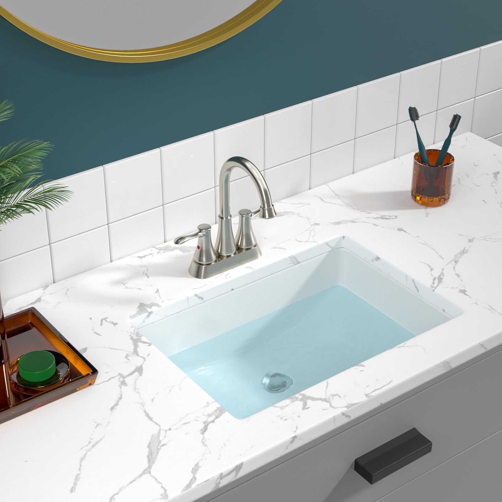 Sarlai 21'' x 14'' White Ceramic Undermount Rectangular Bathroom Sink