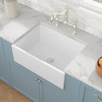 Sarlai 28''x20'' Apron Front Vitreous Fireclay Farmhouse Sink, Single Bowl White Porcelain Kitchen Farmer Basin