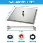 Sarlai 12'' Solid Square Ultra Thin 304 Stainless Steel Rain Shower Head, Brushed Nickel Finish with 11'' Solid Brass Adjustable Extension Shower Arm