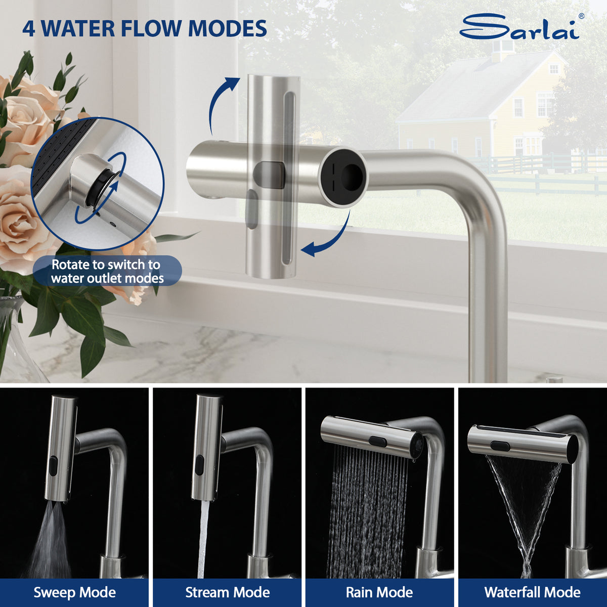 Sarlai 33'' x 22'' Drop In Workstation Kitchen Sink Single Bowl 16 Gauge SUS304 Stainless Steel Topmount Sink with Pull Out Faucet
