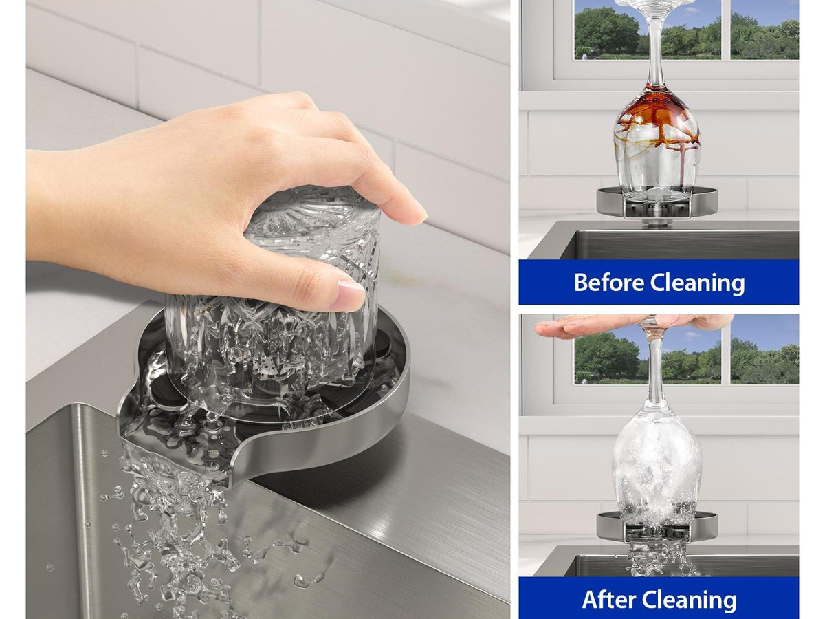 Sarlai Low Profile Stainless Steel Glass Rinser Sink Cup Washer