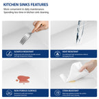 Sarlai 30''x22''White Ceramic Topmount Single Bowl Kitchen Sink With Gold Drain & Bottom Grid