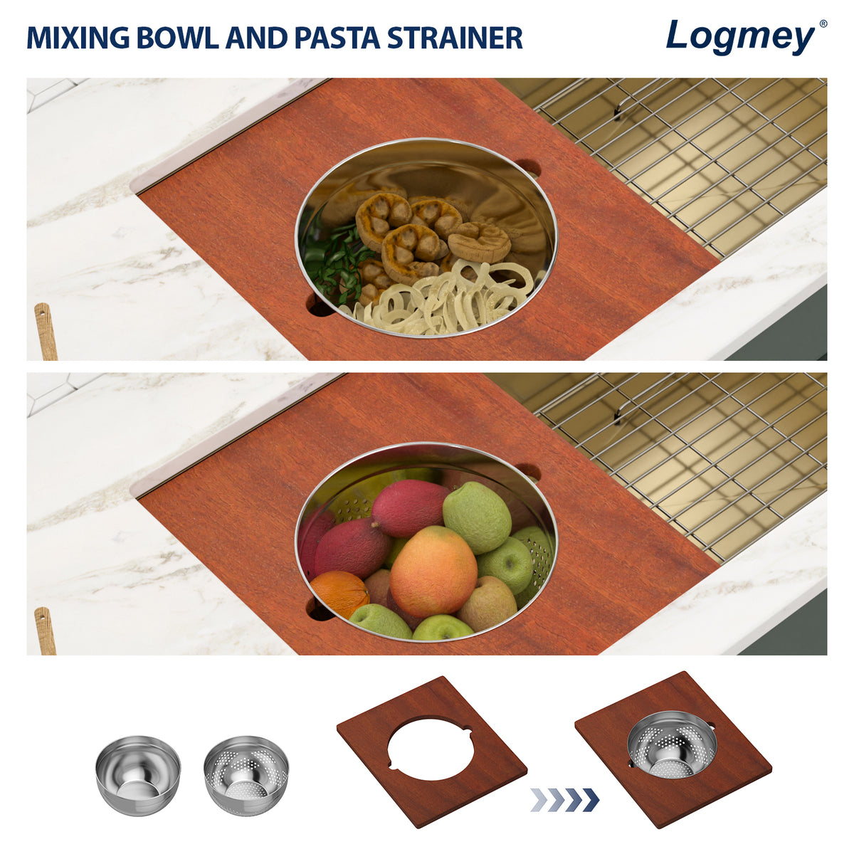 Sarlai 36''x19'' Gold Undermount Workstation Kitchen Sink Single Bowl Step Kitchen Sink