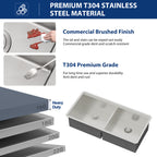 Sarlai 39'' Undermount Workstation Sink - 16 Gauge 50/50 Double Bowl with Salad Prep Bowls