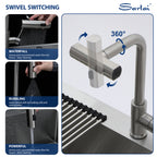 Sarlai 33'' Drop In Workstation Kitchen Sink 16 Gauge SUS304 Stainless Steel Single Bowl Topmount Kitchen Sink