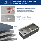 Sarlai 36in Undermount Workstation Sink - 16 Gauge 60/40 Double Bowl with Salad Prep Bowls