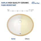 Sarlai Oval Vessel Undermount Bathroom Sink 18x15 Inch White Ceramic Modern Art Basin 16.25''x13.25''x5.5'' with Overflow