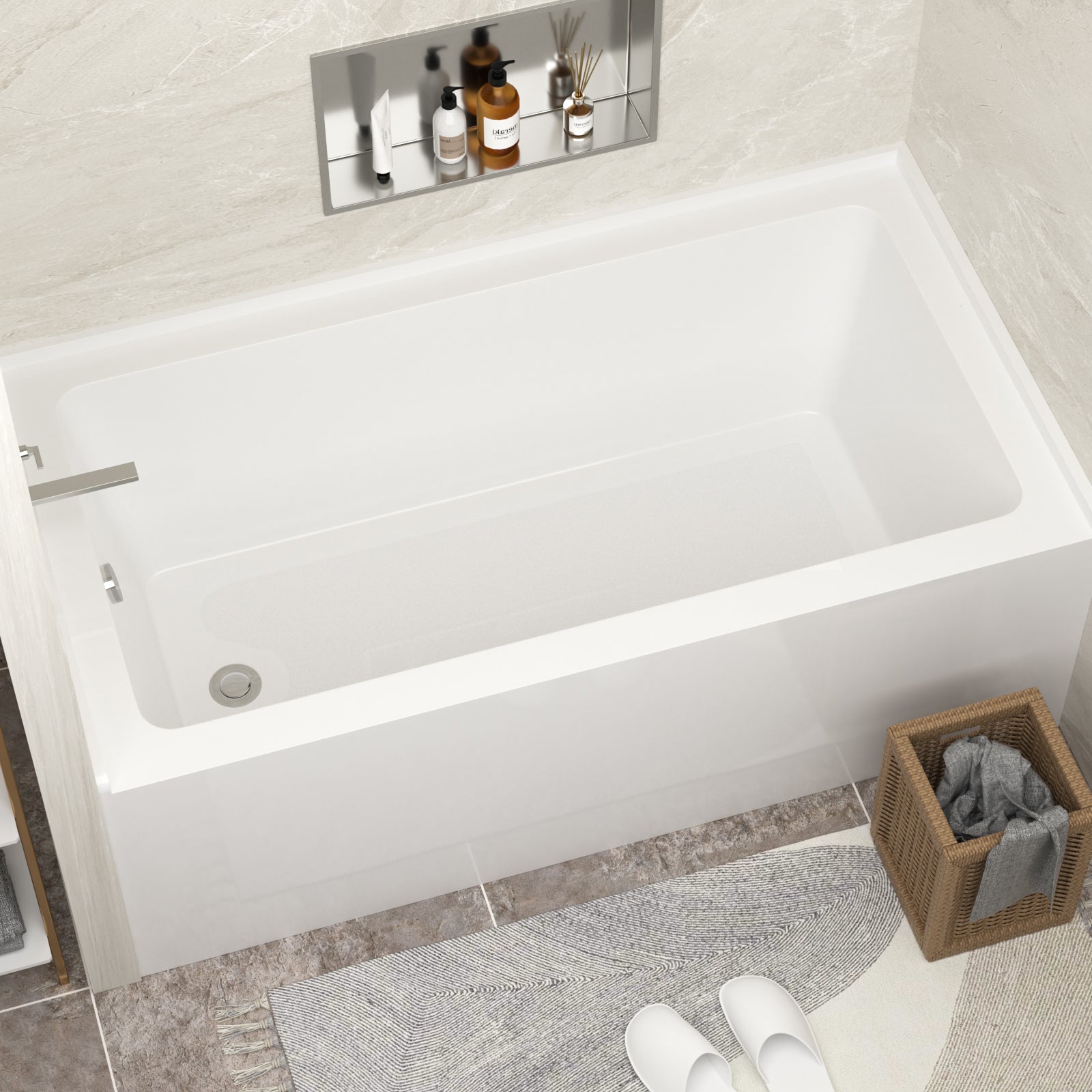 Sarlai 60'' x 32'' Acrylic Rectangular Apron Front Alcove Soaking Bathtub