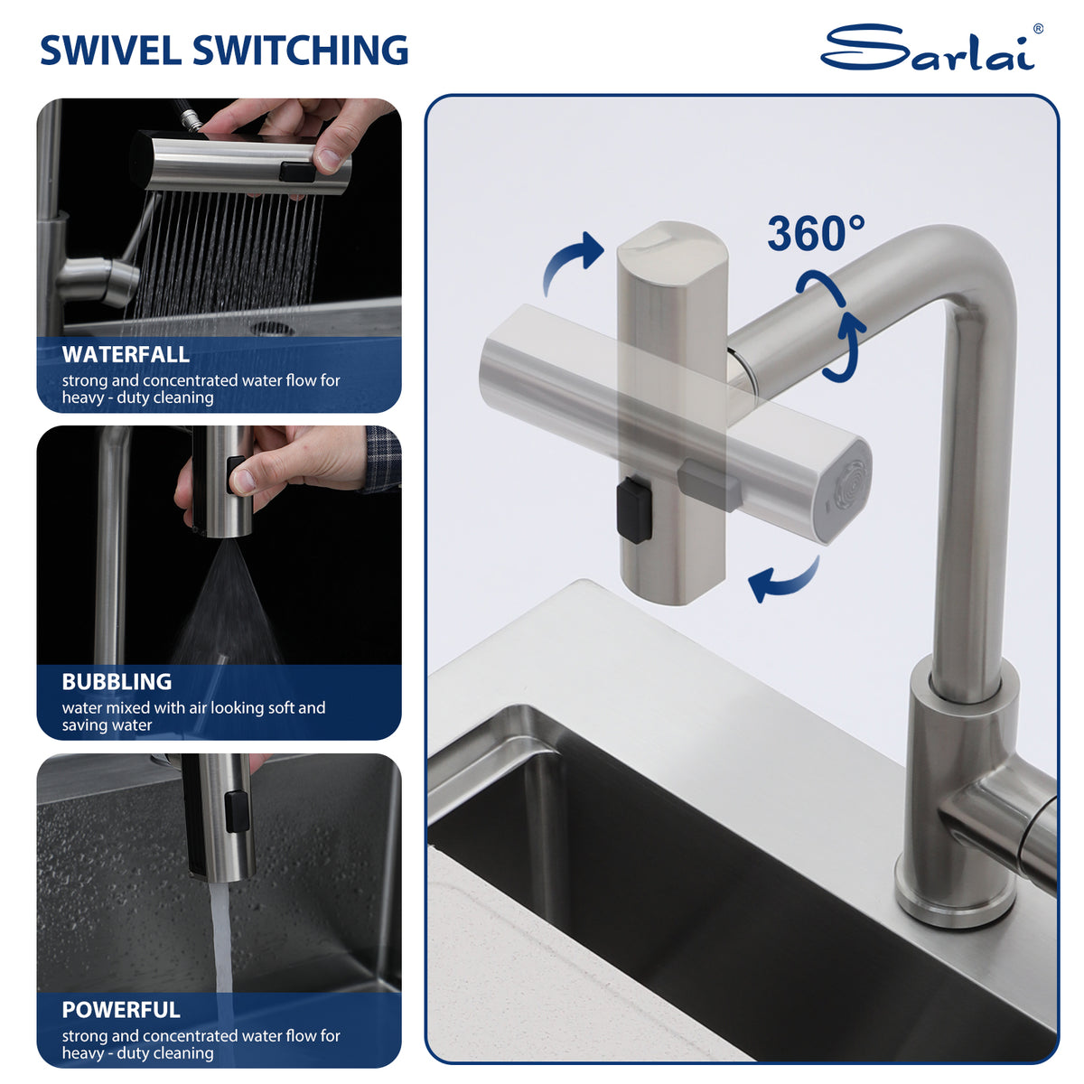 Sarlai 21''Drop In Workstation Bar Sink 16 Gauge SUS304 Stainless Steel Topmount Prep Sink with Pull Out Faucet & Full Accessories