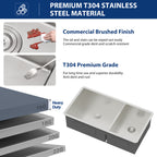 Sarlai 36'' Undermount Kitchen Sink 16 Gauge Stainless Steel 60/40 Double Bowl with Low Divider