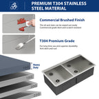 Sarlai 36'' Undermount Workstation Kitchen Sink - 16 Gauge Stainless Steel 50/50 Double Bowl with Low Divider