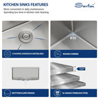Sarlai 21''x18'' Undermount Bar Sink with Faucet, 16 Gauge Stainless Steel Ledge Workstation Outdoor RV Bar Prep Small Kitchen Basin