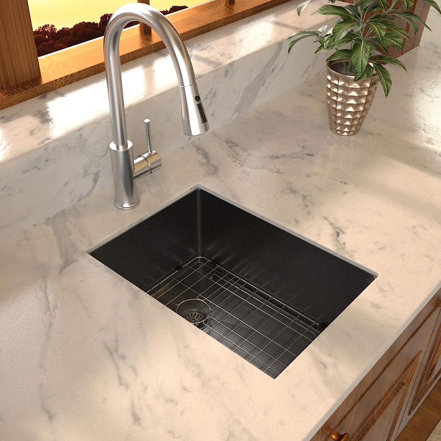 Sarlai 15in Undermount Gunmetal Black Nano Brushed Single Bowl Stainless Steel Bar Sink