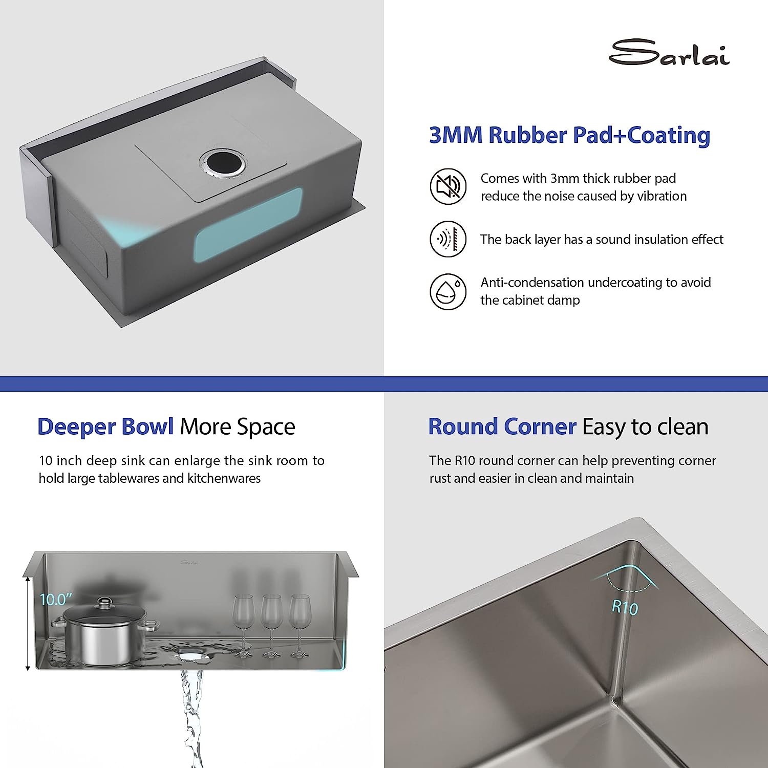 Sarlai 27'' Stainless Steel Single Bowl Farmhouse Sink