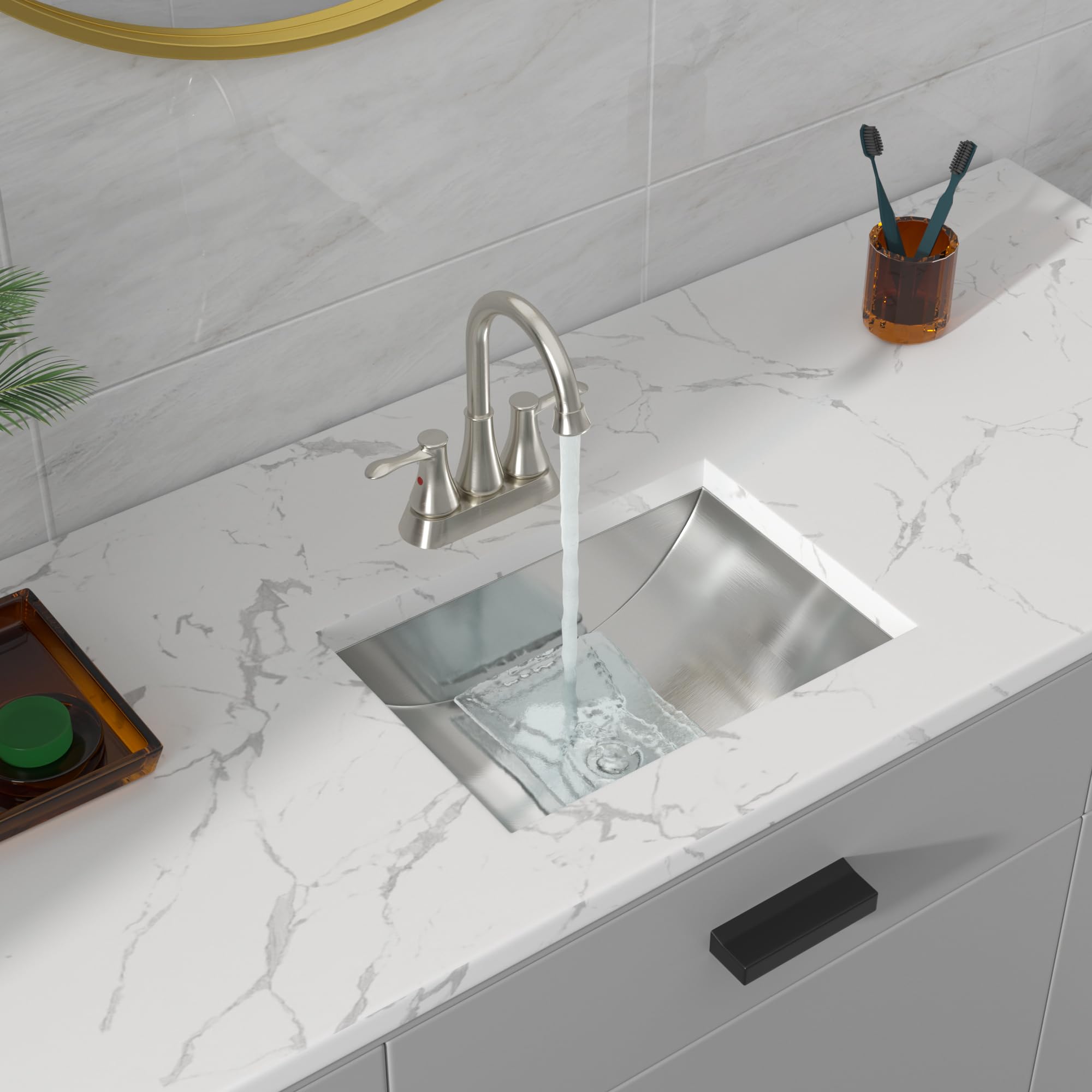 Sarlai 18'' Stainless Steel Undermount Rectangle Bathroom Sink with Drain