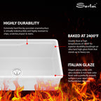 Sarlai 32''x19''x10'' White Fireclay Workstation Kitchen Sink, Dual Mount Undermount & Drop-In Single Bowl Ceramic Basin