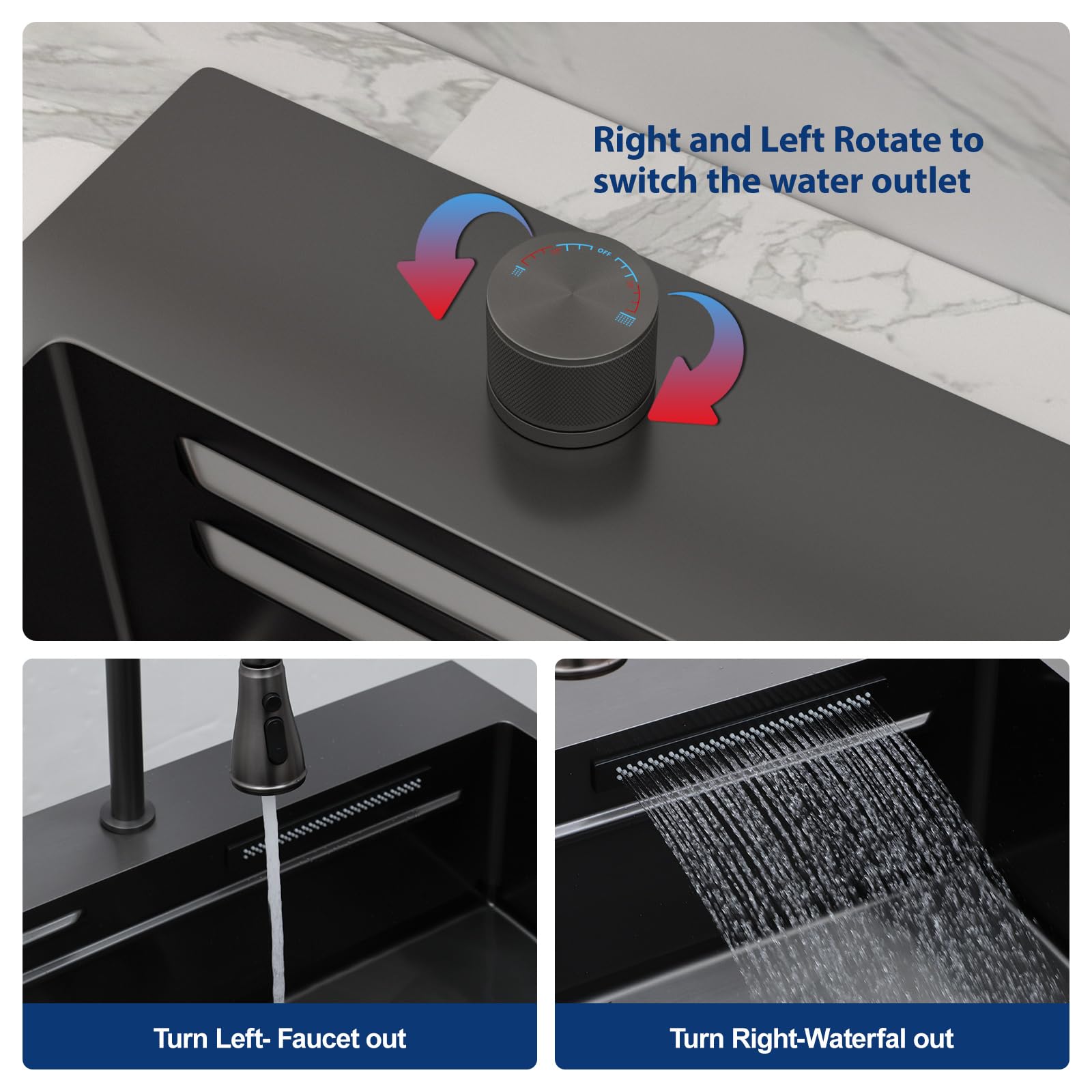 Sarlai 31'' Stainless Steel Single Bowl Topmount Waterfall Workstation Kitchen Sink