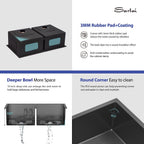Sarlai 33in Undermount Double Basin 50/50 Gunmetal Black Stainless Steel Kitchen Sink