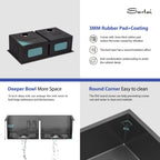 Sarlai 33 Inch Black Undermount 50/50 Double bowl Stainless Steel Kitchen Sink with Accessories