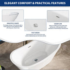 Sarlai Modern Dual-Back White Acrylic Freestanding Bathtub