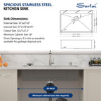 Sarlai 33''x22'' Deep Drop-In Stainless Steel Kitchen Sink, 16 Gauge Topmount Single Bowl with Cup Rinser, Soap Dispenser & Faucet