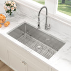 Sarlai 35in Undermount Single Bowl Stainless Steel Kitchen Sink