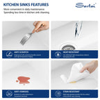 Sarlai 36''x20'' Reversible Apron Front White Fireclay Farmhouse Sink, Single Bowl Vitreous Porcelain Farm Kitchen Basin