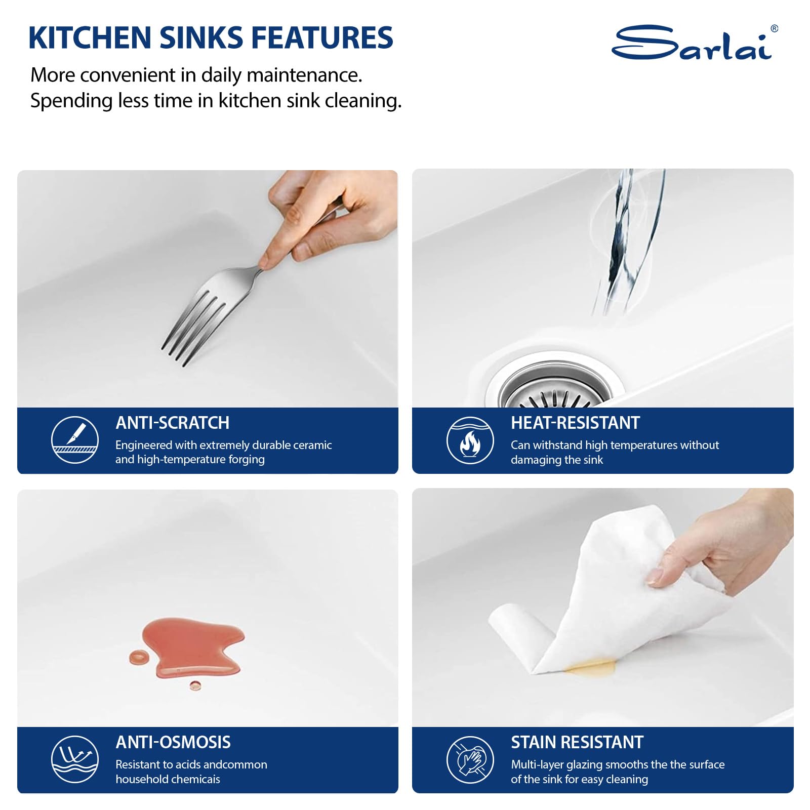 Sarlai 36''x20'' Reversible Apron Front White Fireclay Farmhouse Sink, Single Bowl Vitreous Porcelain Farm Kitchen Basin