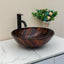 Sarlai 16.5''x16.5'' Brown Artistic Round Tempered Glass Bathroom Vessel Sink, Vanity Countertop Basin with Pop-up Drain