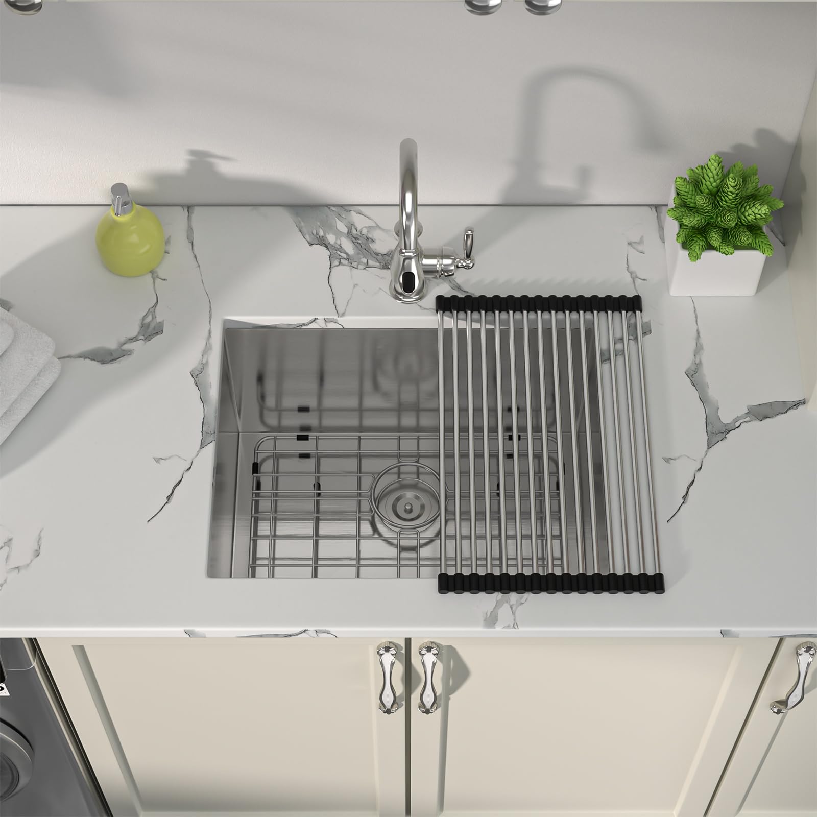 Sarlai 23 Undermount Laundry Sink - 23x18x12 Inch Undermount Utility Sink Rectangular Deep Single Bowl 16 Gauge Stainless Steel Under Counter Kitchen Laundry Tub Utility Sink Basin Secondary image