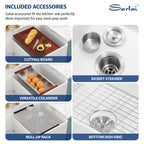 Sarlai 33'' 50/50 Double Bowl Reversible Apron Front White Fireclay Farmhouse Sink, Workstation Ceramic Porcelain Deep Rectangular Farm Kitchen Basin