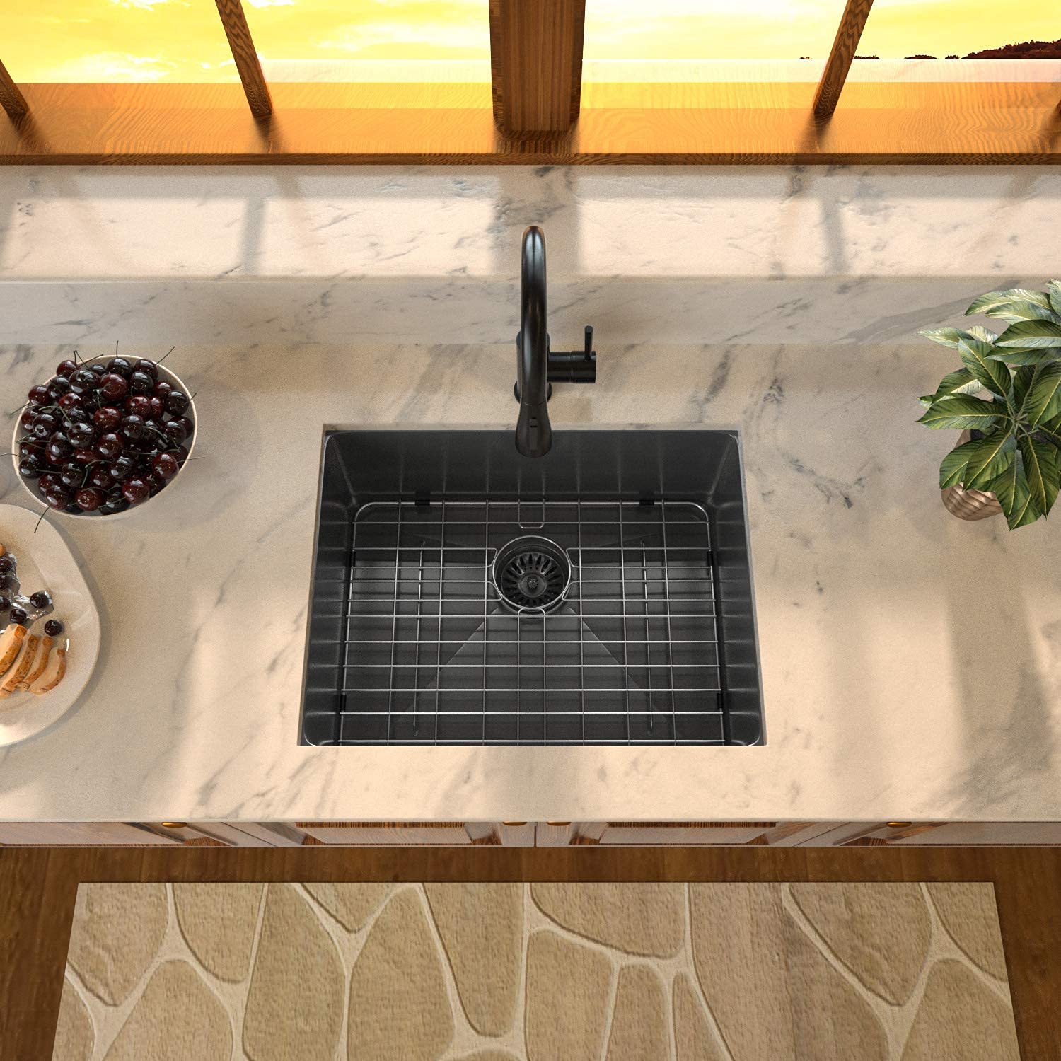 Sarlai 23'' x 18'' Undermount Stainless Steel Gunmetal Black Single Bowl Bar Sink
