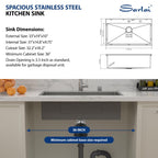 Sarlai 33in Drop In Single Bowl Stainless Steel Kitchen Sink