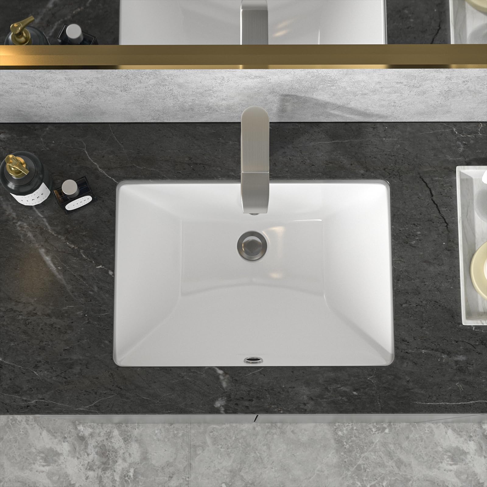 Sarlai 18.5'' Pure White Porcelain Ceramic Rectangle Undermount Bathroom Sink Secondary image