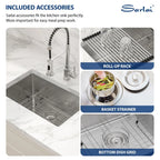 Sarlai 26in Undermount Single Bowl Stainless Steel Kitchen Sink