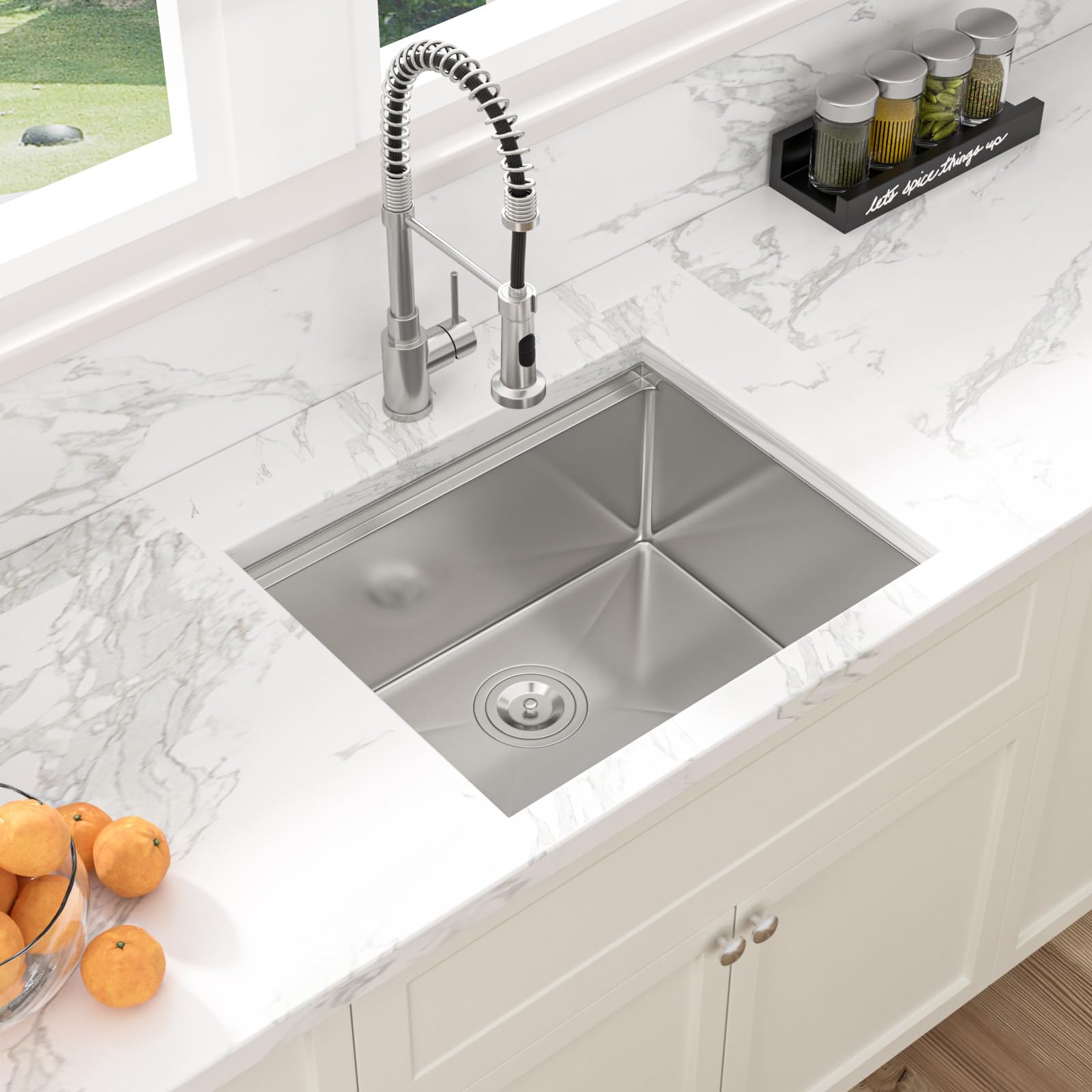 Sarlai 23'' Undermount Single Bowl Stainless Steel Workstation Kitchen Sink