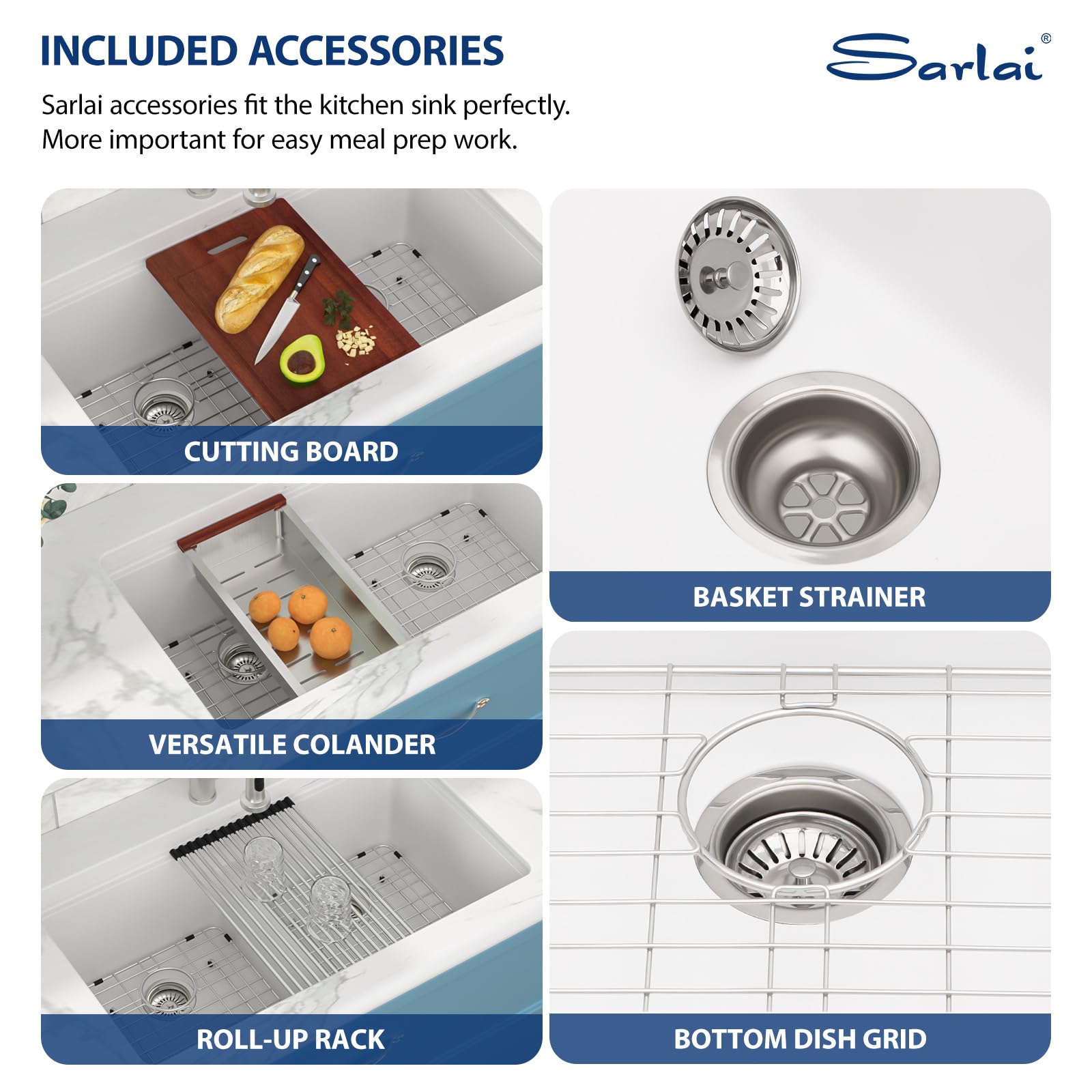 Sarlai 33''x19'' 50/50 Low Divide Double Bowl White Granite Composite Kitchen Sink, Undermount Ledge Workstation Quartz Classic Under Counter Basin