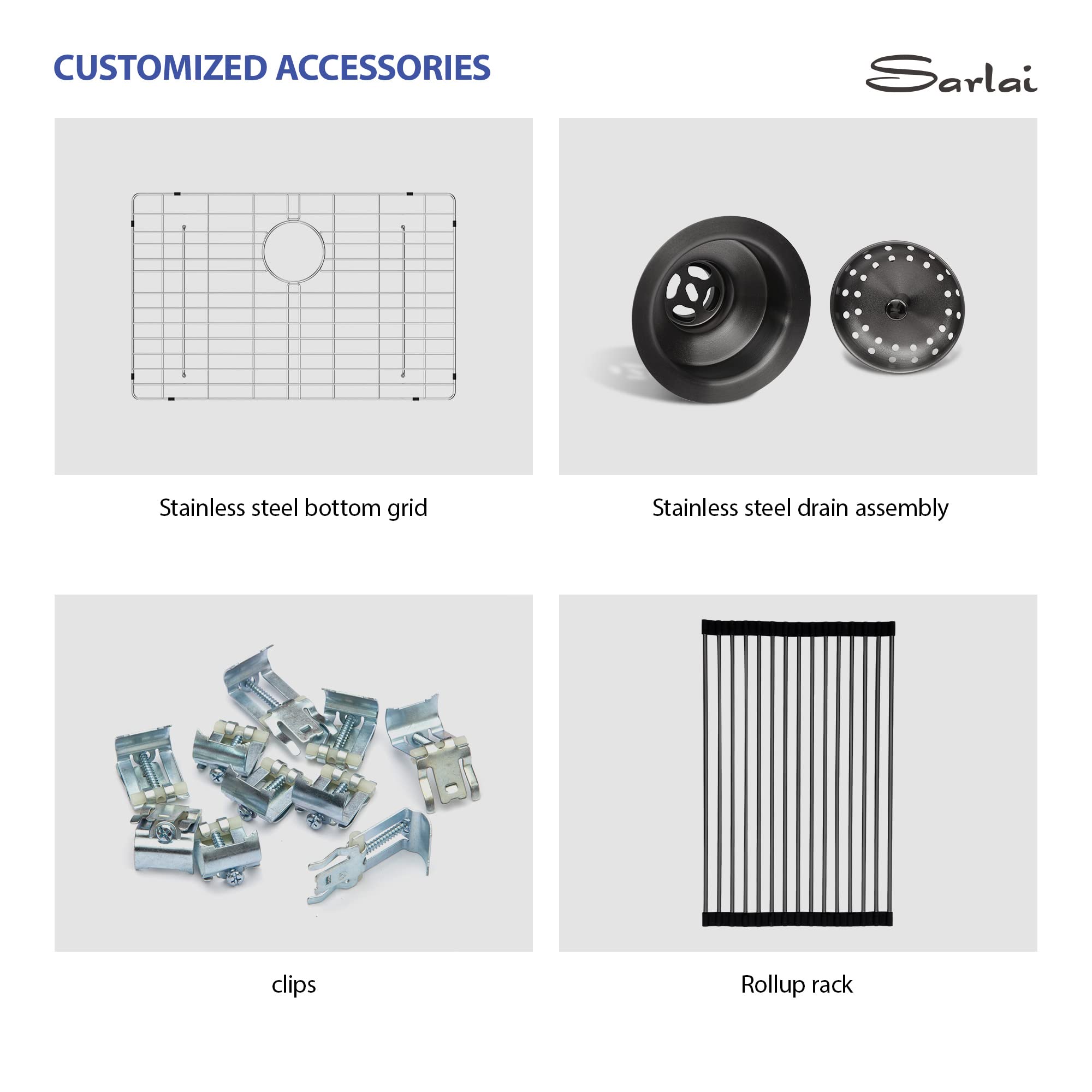 Sarlai 25in Drop In Gunmetal Black Single Bowl Stainless Steel Kitchen Sink