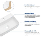 Sarlai 14in White Porcelain Ceramic Wall Mounted Floating Bathroom Sink