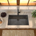 Sarlai 28in Undermount Gunmetal Black Single Bowl Stainless Steel Kitchen Sink