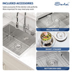 Sarlai 25'' x 22'' Stainless Steel Drop-In Double Hole Single Bowl Kitchen Sink