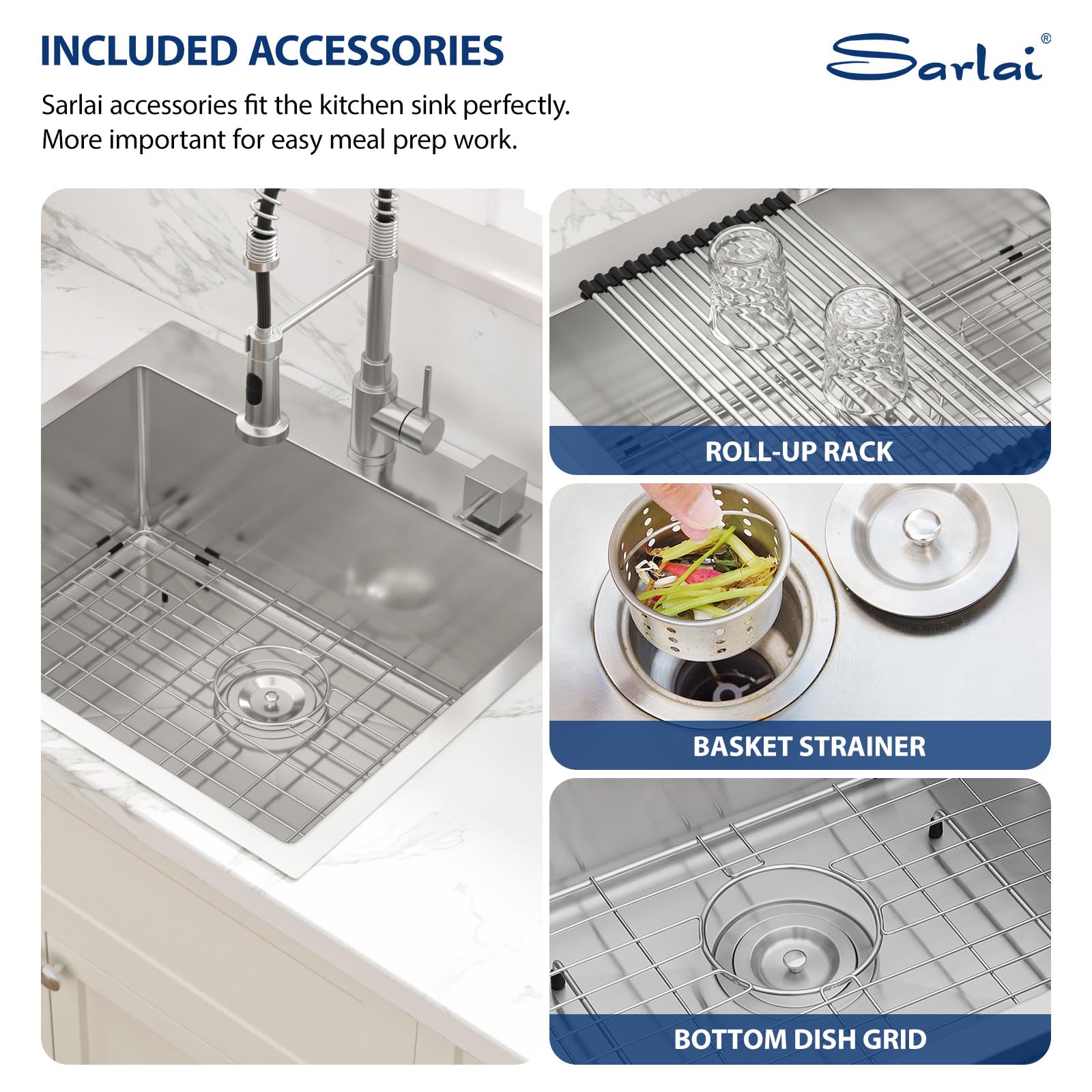 Sarlai 25'' x 22'' Stainless Steel Drop-In Double Hole Single Bowl Kitchen Sink