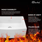 Sarlai 24'' White Apron Front Fireclay Farmhouse Sink, Single Bowl Ceramic Kitchen & Laundry Room Farm Basin