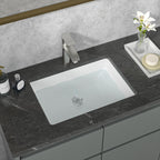 Sarlai 19.4in x 13.7in White Ceramic Rectangular Undermount Bathroom Vessel Sink with Overflow