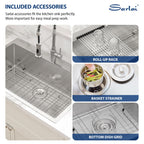 Sarlai 33'' Stainless Steel Drop-In Single Bowl Double Hole Kitchen Sink