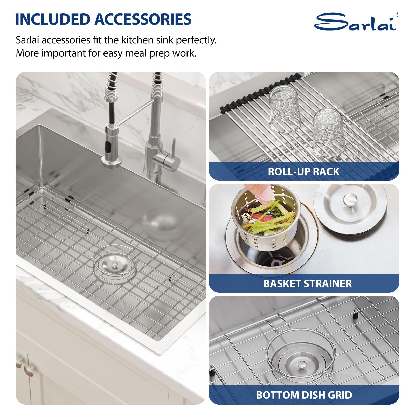 Sarlai 33'' Stainless Steel Drop-In Single Bowl Double Hole Kitchen Sink