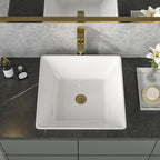 Sarlai 16'' x 16'' White Ceramic Modern Square Vessel Bathroom Sink